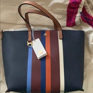 Tory Burch Kerrington stripe small square tote bag